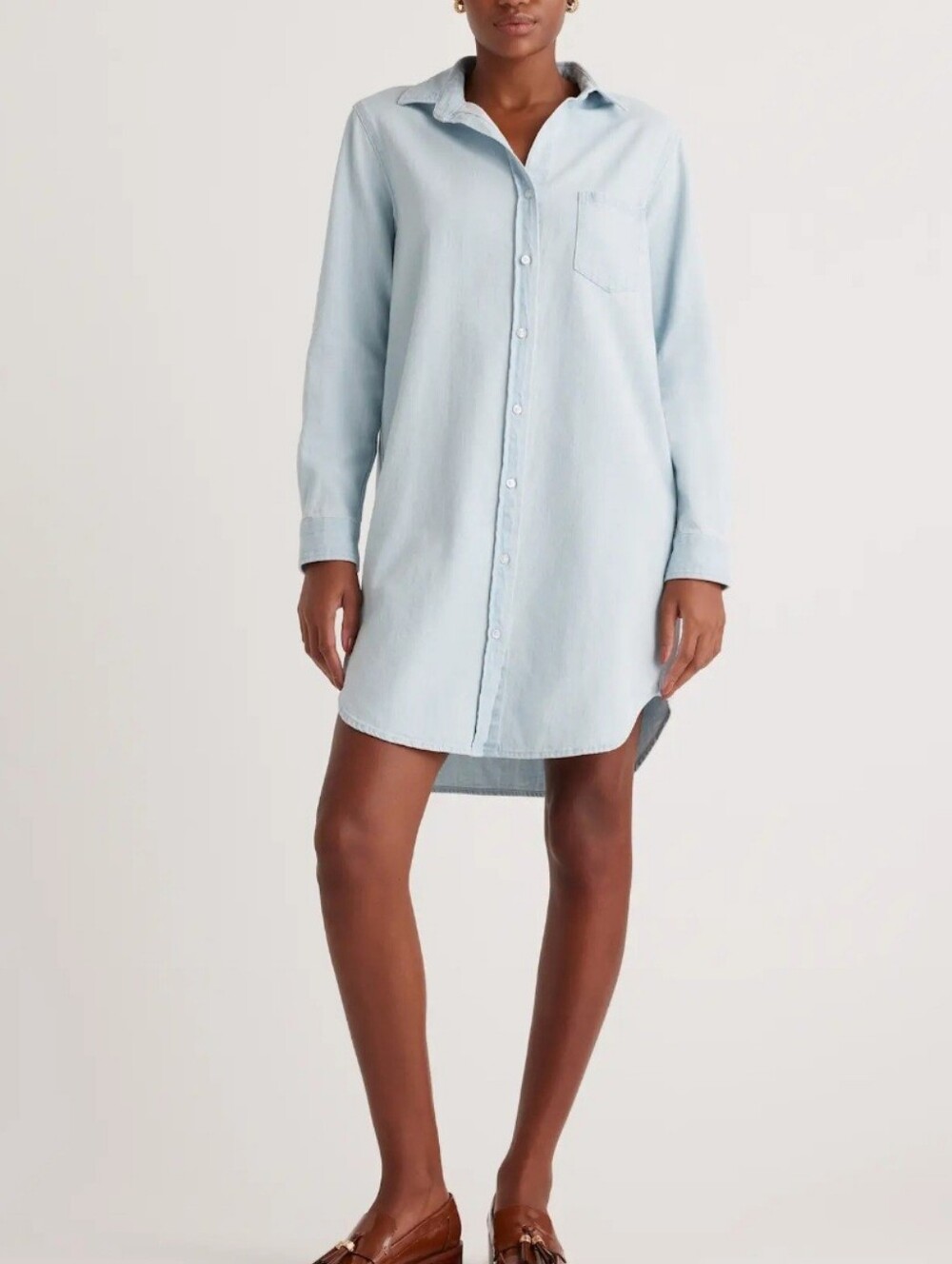 Quince S Chambray Shirt Dress Cotton Casual NWT